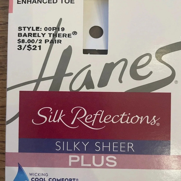 Hanes 2-Pack Knee Highs Silk Reflections Silky Sheer Enhanced Toe Cool Comfort - Picture 2 of 6